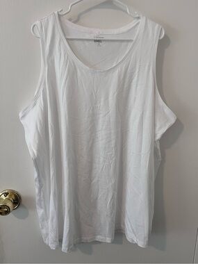 Lands’ End Bright White Basic Tank Top 100% Cotton Plus Size 3X 24W-26W